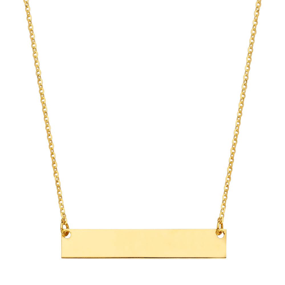 14K Gold Plain ID Necklace – Custom Coordinates & Dates (3.45g)