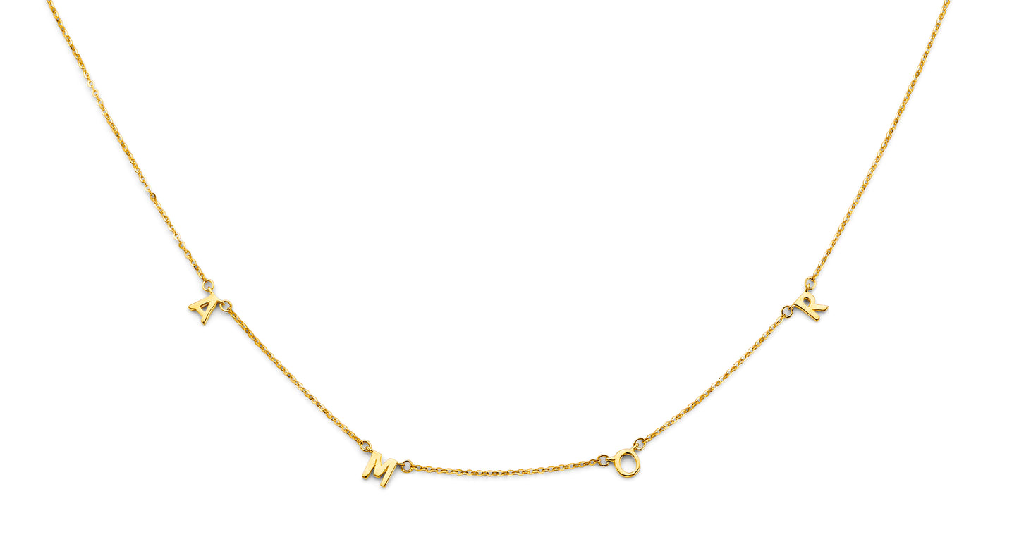 14KY Yellow Gold “A-M-O-R” Script Necklace (1.87g.)