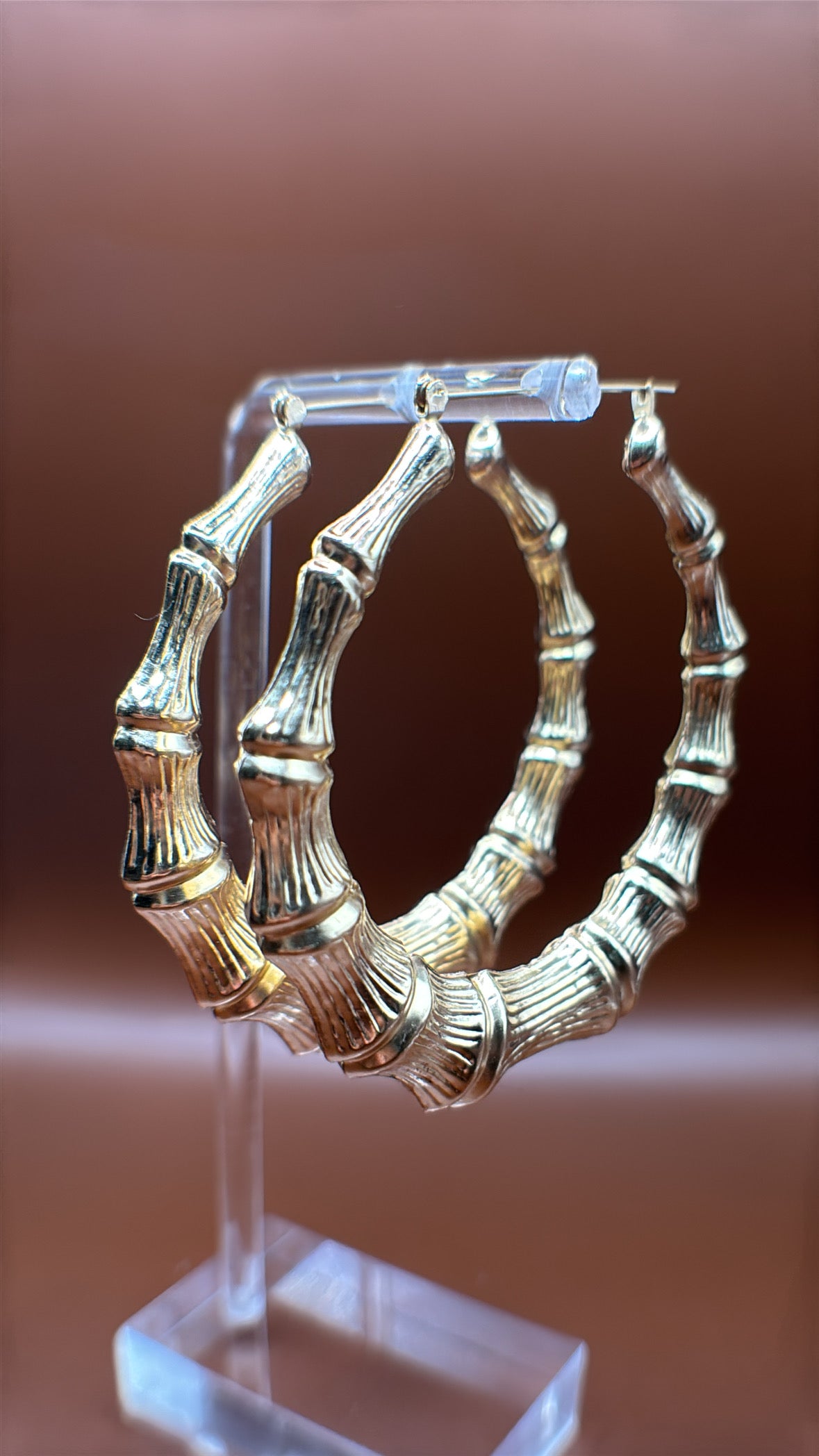 14K Gold Square Bamboo Hoop Earrings – The First Pair, Reimagined (10.5g)