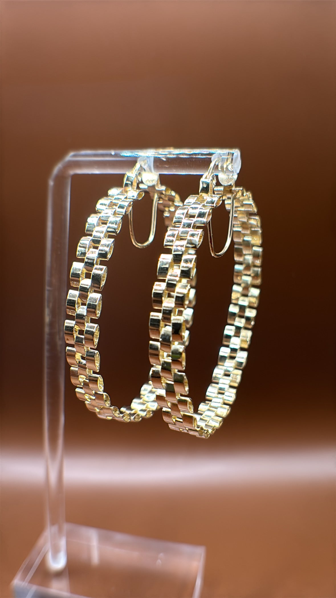 10K Gold 1.8" Rolex Style Hoop Earrings (13.9g)