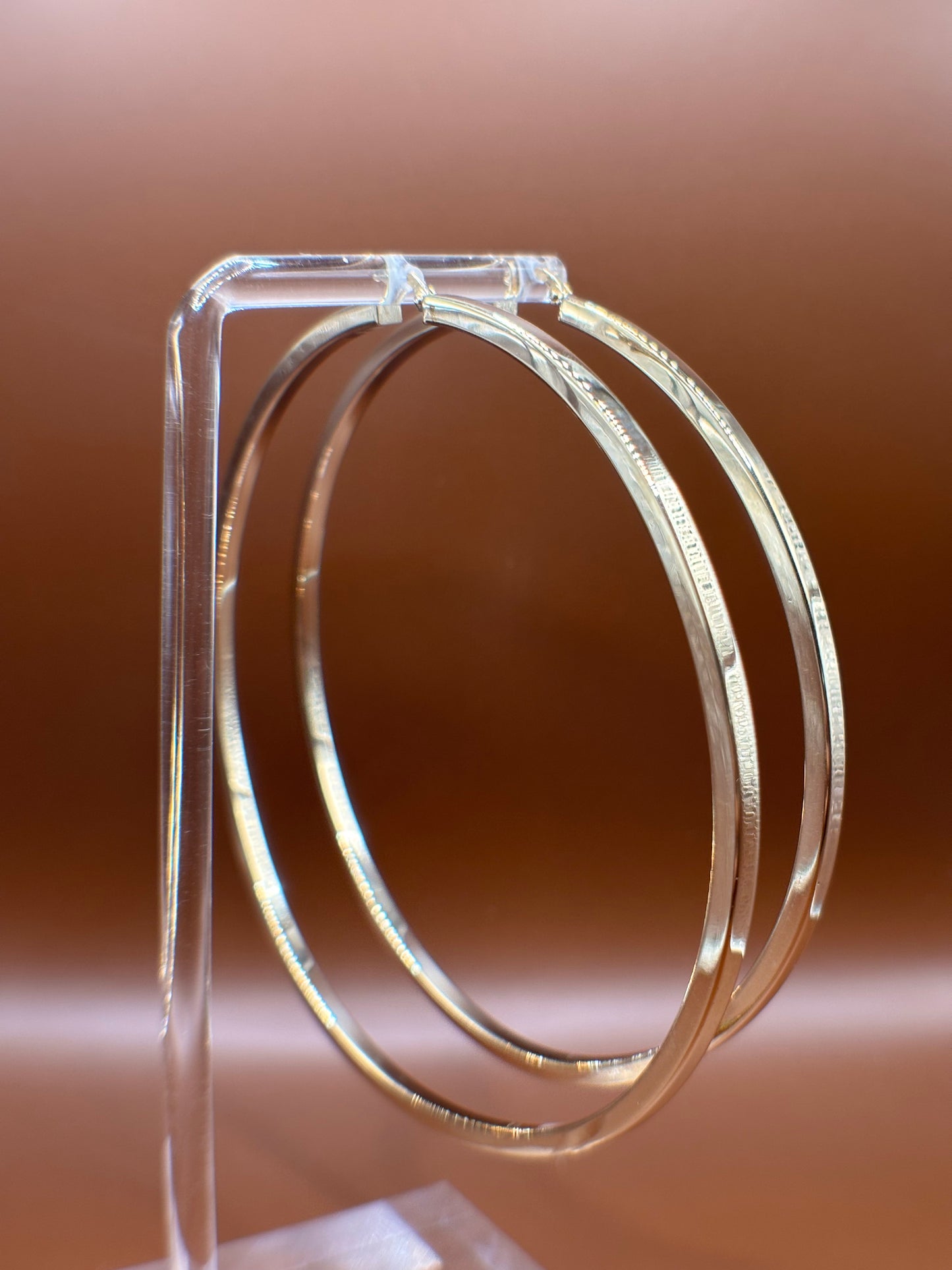 10K Gold Extra Large 4mm Square Hoop Earrings (3.54")