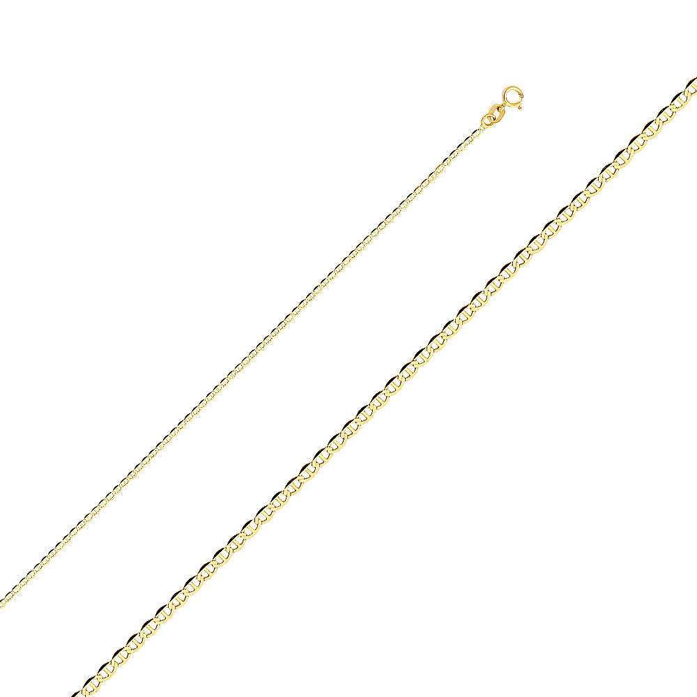 14K Yellow Gold 1.4mm Flat Mariner Chain