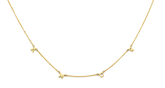 14KY Yellow Gold “A-M-O-R” Script Necklace (1.87g.)