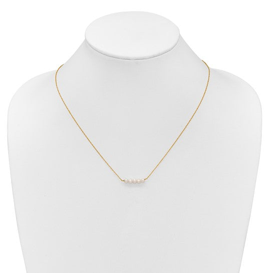 14k Yellow Gold Freshwater Pearl Bar Necklace – 19.5" (5 Pearls, 4–5mm)